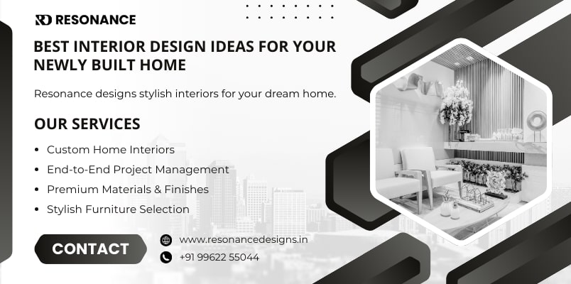 Modern stylish interior design for newly built home by Resonance, featuring elegant furniture and decor