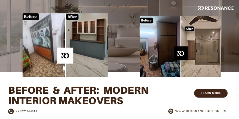 Modern interior designers in Chennai showcasing elegant before and after home makeovers.