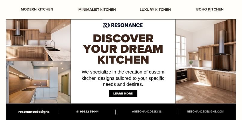 Modern kitchen interior design with custom cabinets and stylish modular layout.